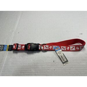 Retriever‎ Adjustable Collar Large 18"-26" Red With Bones Design